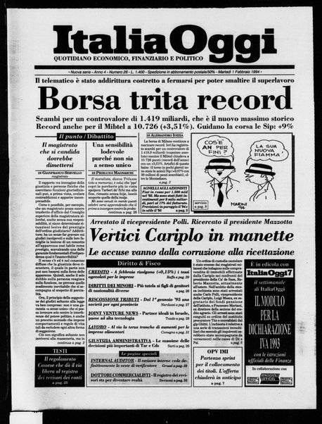 Italia oggi : quotidiano di economia finanza e politica